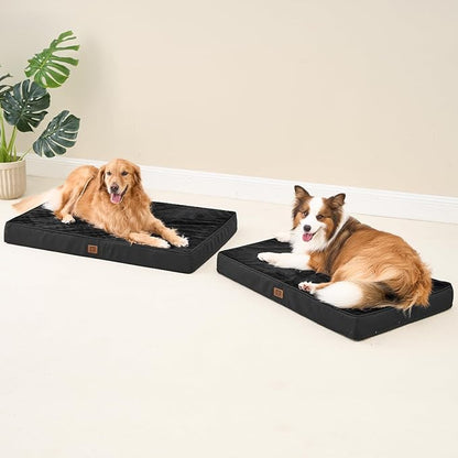 EHEYCIGA Orthopedic Dog Bed Waterproof 35"x23", Memory Foam Pet Bed for Larged Size Dogs, Washable Pet Mat with Removable Cover, Black