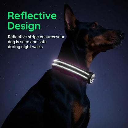 Airtag Dog Collar, Reflective Ultra-Durable Nylon Padded with QR Code Buckle & IP68 Waterproof Air Tag Holder Compatible for Apple AirTag, Comfortable for Small Medium Large Dogs(Black,L)