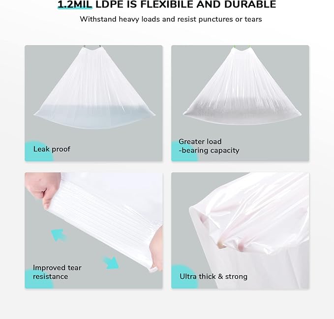 65 Count Cat Litter Box Liners, Compatible with MW SC01/SC02, Drawstring Auto Self-Cleaning Litter Box Liner Bags, Extra Thick Leak Proof Cat Waste Bags, Unscented, (18.1"W x 15.7"H, 4 Gal)