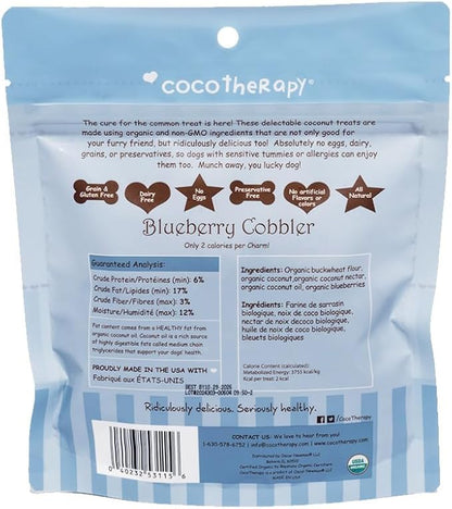 CocoTherapy Blueberry Cobbler Coco-Charms Dog Training Treats, 5 Ounces, Organic, Made in The USA (3 Pack)