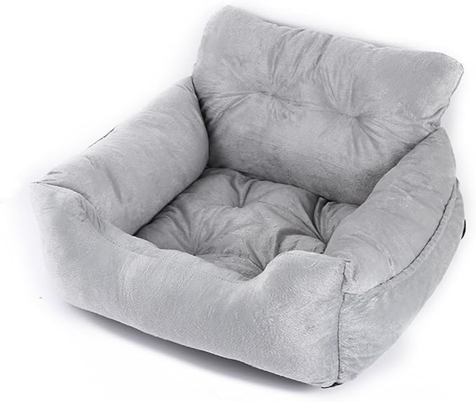 Dog Bed, Removable and Washable car Litter pet cat and Dog car Sofa Litter Suitable for Travelling. (Grey (Non-Removable))
