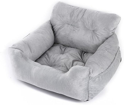 Dog Bed, Removable and Washable car Litter pet cat and Dog car Sofa Litter Suitable for Travelling. (Grey (Non-Removable))