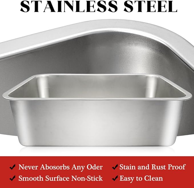 Stainless Steel Cat Litter Box, (19.7" x 13.7" x 6") Metal Litter Box for Kitty and Rabbits, No Odor Left & Non Stick Surface, Rust & Stain Resistant, Easy to Clean