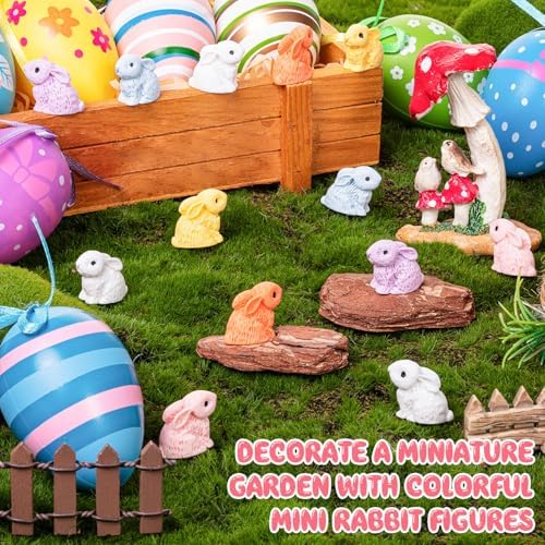120PCS Miniature Resin Rabbit Easter Bunny Figurines for Easter Egg Fillers