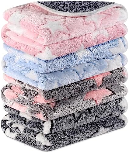 Reginary 4 Pcs Guinea Pig Fleece Cage Liners, Cute Star, 12 x 12 Inch