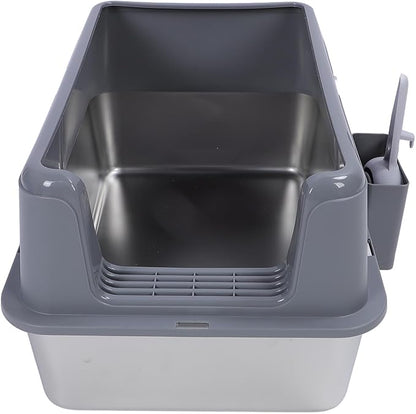 Aramox Half Clad Stainless Steel Cat Bedroom with Metal with High Metal for Cats for Animal Owners and Their Like Friends Closed. (Grey)