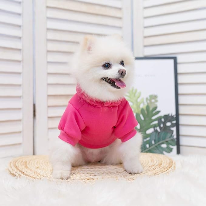 KOOLTAIL Dog Hoodie for Large Medium Small Dogs,Soft and Warm Pet Sweater with Leash Hole and Pocket Boy Girl,Puppy Fall Winter Jacket Clothes,French Pitbull Cold Weather Coat Sweatshirt,Deep Pink S