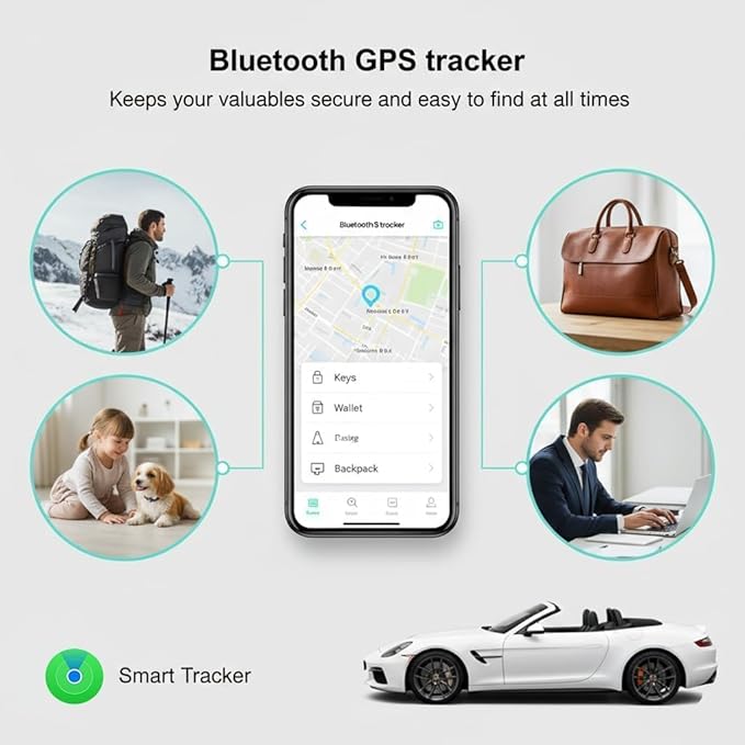 No Subscription GPS Tracker for Vehicles Work with Find My (iOS Only) Real Time Global No Monthly Fee Mini Hidden Car Tracker Device Smart Locator Tracking Tags with Magnetic Case for Pets Luggage