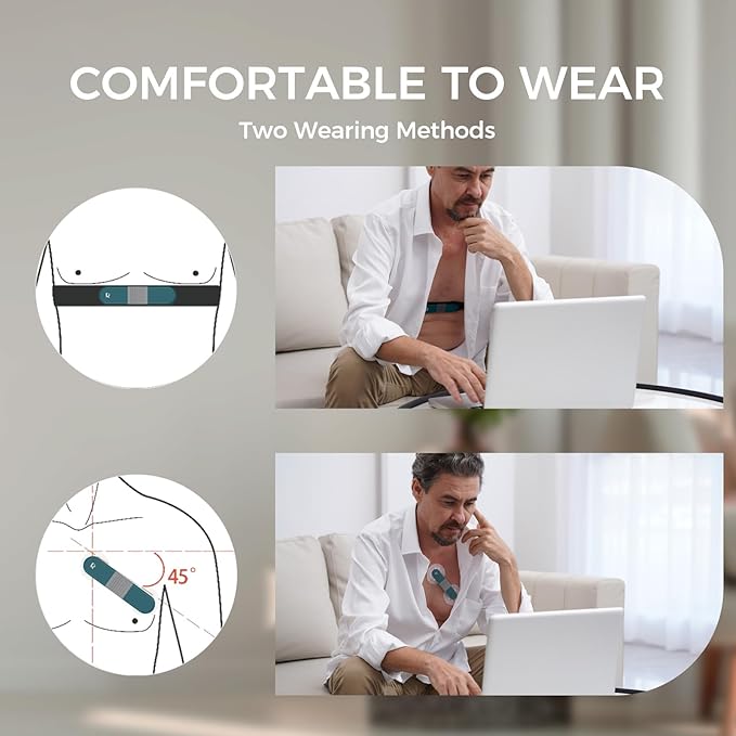1-Lead Heart Health Monitor at Home, Portable 24 Hours Chest Lead Device with Free AI Analysis & PC Report, Rechargeable Recorder, HHM1