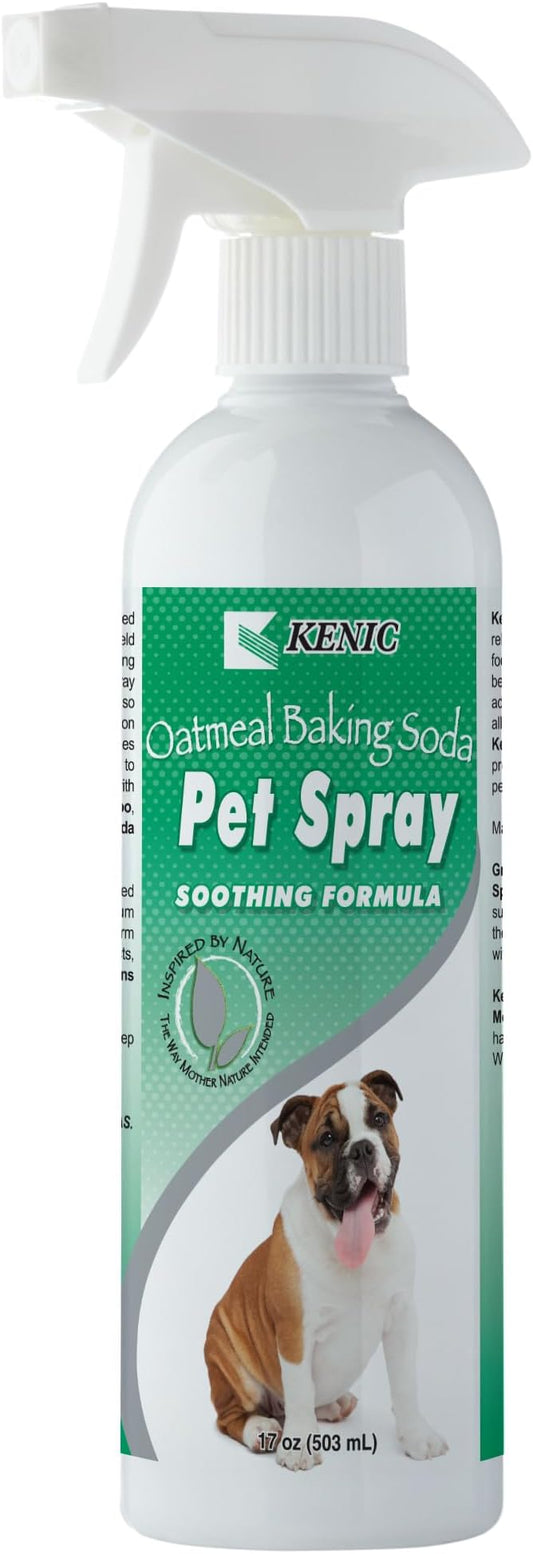 Kenic Oatmeal & Baking Soda Anti-Itch & Odor Control Spray for Dogs & Cats, Deodorizes & Soothes Coat & Skin, Made in USA