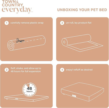 Town & Country Everyday CuddleTown Comfy Solid Bolster Sofa Pet Bed, Supportive & Calming Egg Crate Foam, Non-Slip Bottom, Machine Washable Cover, Cream, Medium 28"x23"x8"