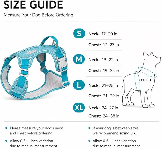 No Pull Dog Harness with Built-in Hidden AirTag & GPS Tracker Holder, Reflective Adjustable Escape-Proof Vest Harness for Small & Medium Dogs (Blue, M)