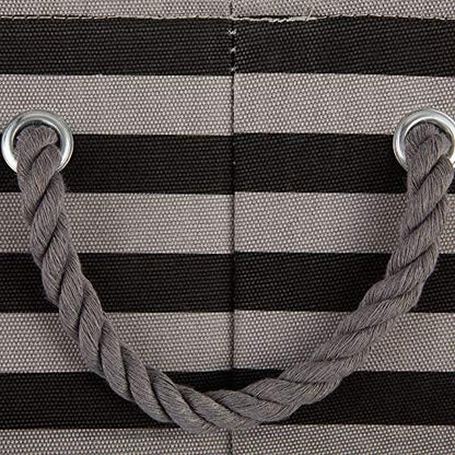 Bone Dry 5743 Pet Storage Collection Striped Paw Patch Bin, Medium Round, Black