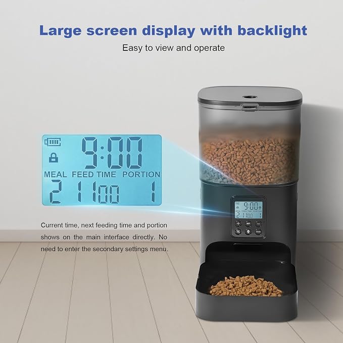 ANDOLL HOME Automatic Cat Feeder, Cat Food Dispenser with 10s Voice Recorder, Pet Feeder up to 8 Meals per Day, Timed Feeder with Dry Food Sealed Ring