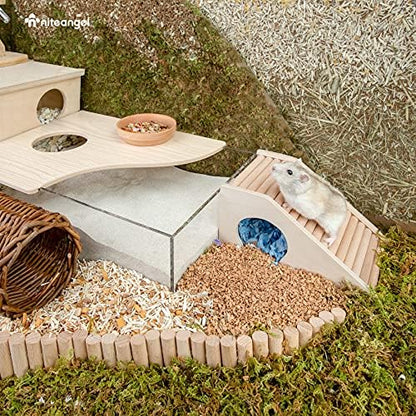 Niteangel Hamster House w/Climbing Ladder for Hamsters Gerbils Mice or Similar-Sized Pets (Trapezium-Shaped Hamster Hut)