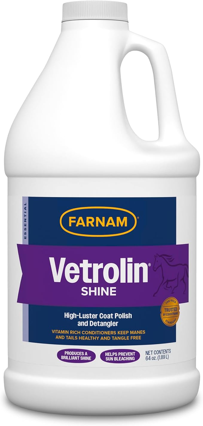 Farnam Vetrolin Shine, High-Luster Coat Polish and Detangler Spray, Ideal for Horses and Dogs, 64 oz.