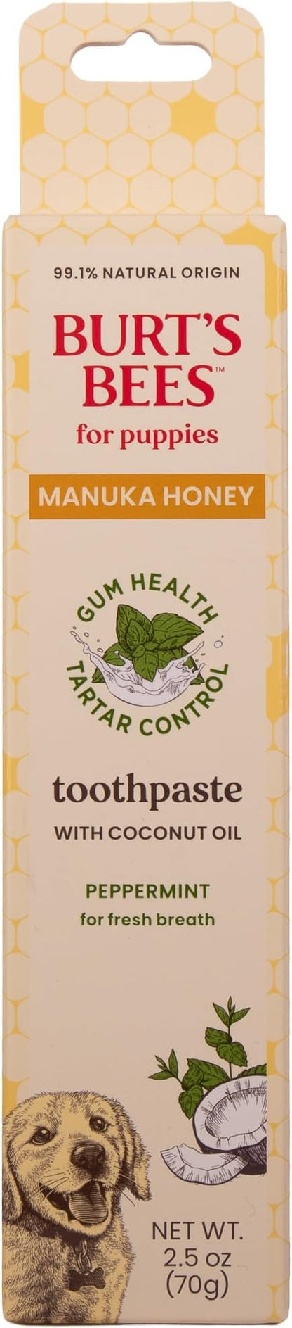 Burt's Bees for Pets Toothpaste for Dogs with Manuka Honey and Coconut Oil for Gum Health & Tartar Control, 99.1% Natural Origin Formula, Fresh Mint Flavor, 2.5 oz