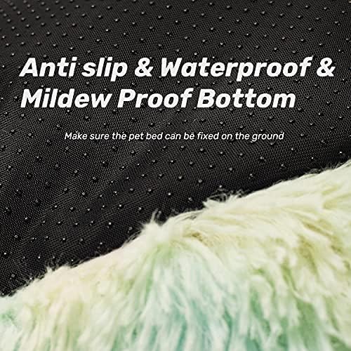 Anti Anxiety Round Fluffy Plush Faux Fur Warm Washable Dog Bed & Cat Bed, Original Bed for Small Medium Large Pets,Used to Relieve Joints and Improve Sleep（20"/24"/27''） (27", Rainbow)