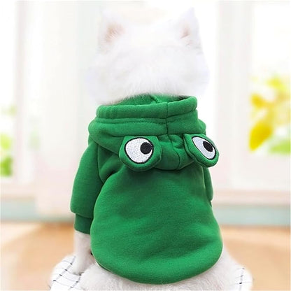Dog Hoodies Clothes Autumn Winter Sweatshirts Teddy Bulldog Bulldog Clothing Can Transform Into Frog Elk Mouse (Green Frog,S)