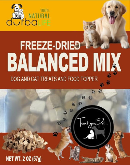 Balanced Mix Freeze-Dried Dog & Cat Treats Food Topper (2.0 oz, Duck Cubes & Duck Liver Mix)