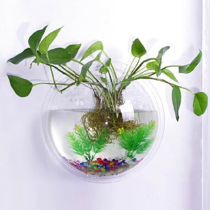 Alipis Transparent Creative Wall Mounted Fish Tank Acrylic Fish Bowl Hanging Aquarium for Home Decor 6.7 Inch Space Saving Wall Aquarium Suitable for Betta and Air Plants