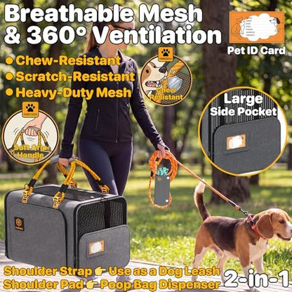 PAWZIDEA Expandable Large Pet Carrier, Soft-Sided 2–4 Cats Carrier Up 55lbs