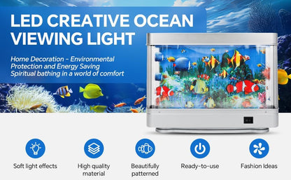 Fake Fish Tank Mini Aquarium,Virtual Ocean Motion Artificial Tropical Fish Decorative, Aquarium Lights Motion Lamp Night Light with Moving Fish(USB)