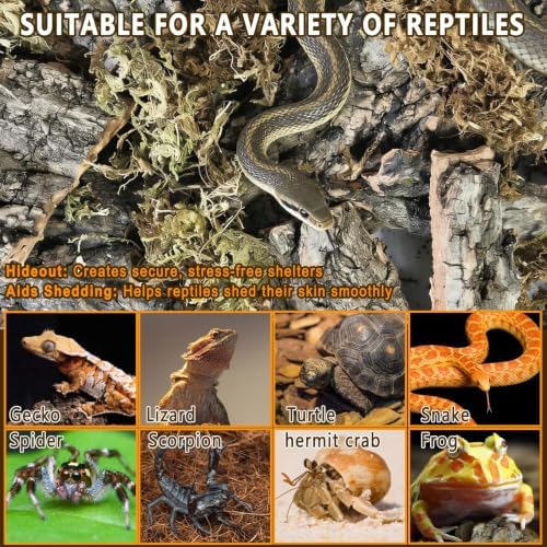BNOSDM Reptiles Cork Bark Substrate,1.4lb Bearded Dragon Champagne Cork Bark Flats Hide Climbing,Reptiles Wood Bedding Terrarium Decor Tank Accessories for Lizards Snake Gecko Tarantula Isopods（M）