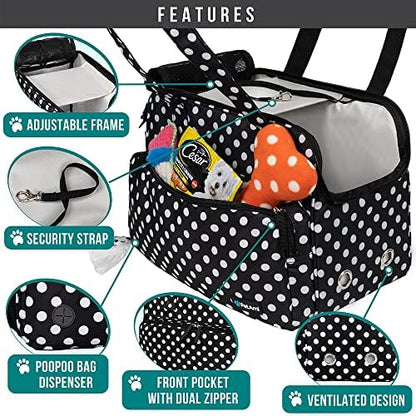 PetAmi Small Dog Purse Carrier, Airline Approved Soft Sided Tote, Polka Dot