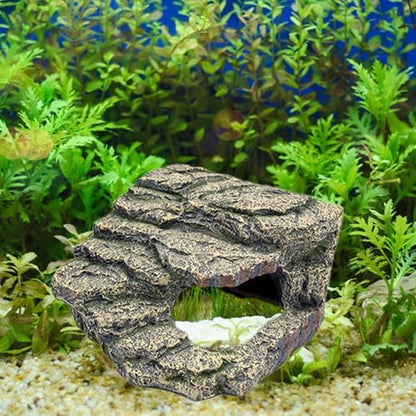Hide Resin Cave Shelter for Ball Python, Lizard, Leopard Gecko, Bearded Dragon, Terrarium Habitat Decoration (Moss Green, Medium)