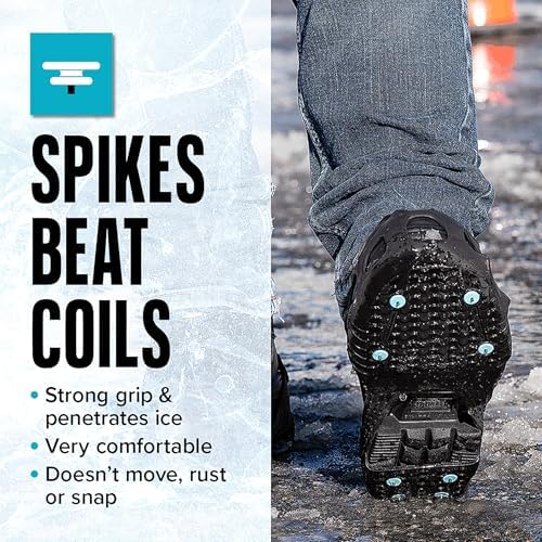 Due North All Purpose Industrial Ice Cleats for Men & Women - Traction Aids for Walking & Working on Snow/Ice - 16 Spikes