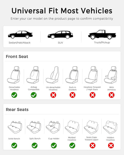 Huidasource Back Seat Cover, Nappa Leather Back Car Seat Cover with Ventilation Holes, Velcro Adjustable, Compatible with Armrests, Seat Belts, Child Safety Seats, Fit for Most Cars SUV Trucks, Black