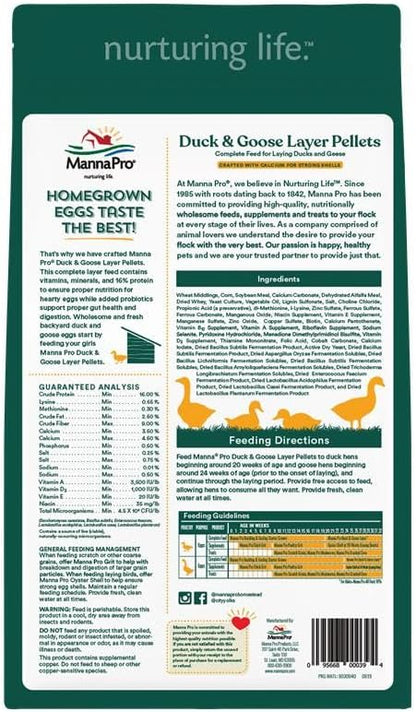 Manna Pro Duck Layer Pellet | High Protein for Increased Egg Production | Formulated with Probiotics to Support Healthy Digestion | 25 Pounds