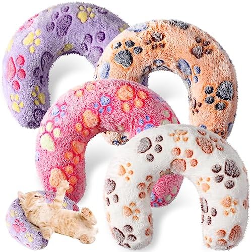 Sweetude 4 Pcs Cat Pillow Calming Pet Dog Neck Pillow, Paw, Medium