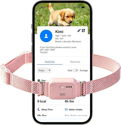 GPS Dog Collar, Wireless Pet Fence & GPS Pet Tracker Pink | GPS dog collar with app control, wireless pet fence, virtual boundaries, real-time tracking and activity monitoring，no fee.