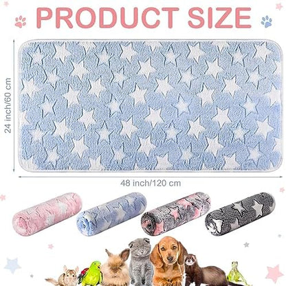 Reginary 4 Pcs Guinea Pig Fleece Cage Liners, Cute Star, 24 x 47 Inch