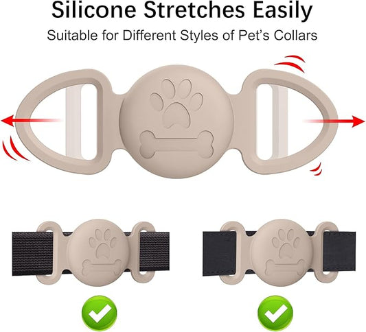 Vancle at Case for Dog Collar, Waterproof Apple Air Tag Protective Holder GPS Tracking Finder for Pet, Silicone Case for Dog Collar Cat Loop Holder Pet Accessories