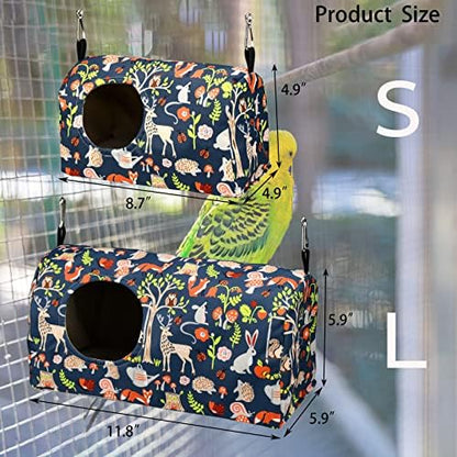 ShuRung Parrot Cockatiel Warm House Bird Nest Bed Winter Hanging Hammock Birds Sleeping Bed Parrot Hideway Bed Polyester Fabric for Parrot Parakeet Cockatiels Budgies Lovebird African Grey (S)