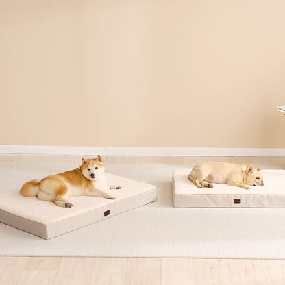 EHEYCIGA Orthopedic Dog Beds for Large Dogs with Removable Washable Cover for Crate, Camel, 35x23
