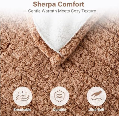 True North by Sleep Philosophy Heated Throw Blanket, 50 x 60, Brown