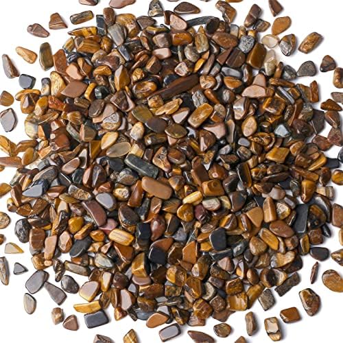 Tiger Eyes Aquarium Gravel Rocks Natural Tumbled Healing Crystal Chips Bulk Gemstones Tumbled Crushed Stones for Fountain Vase Filler Planters Decorative Fish Tank Potted Reiki Energy Balancing 0.44lb