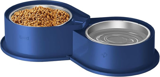 Newget Stainless Steel Dog Bowl Set, 304 Metal Dual Food & Water Bowls for Dogs & Cats, Large Capacity Pet Feeder, Anti-Skid Dog Dish for Small/Medium/Large Pets