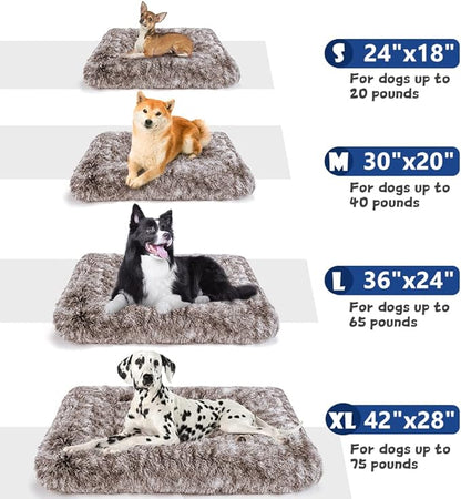 ULIGOTA Dog Bed Crate Pad Plush Soft Dog Crate Bed for Medium Dogs and Cats Washable Anti-Slip Kennel Crate Mats for Sleeping and Anti Anxiety M