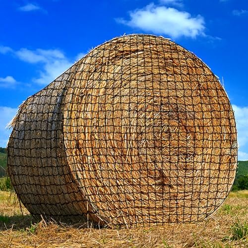 Large Round Bale Hay Net, Knotless Hay Nets for Horses Slow Feed, Heavy Duty Whole Bale Haynet for Round Bale 4x4 or Square Bale 3x3x4-4x4x4