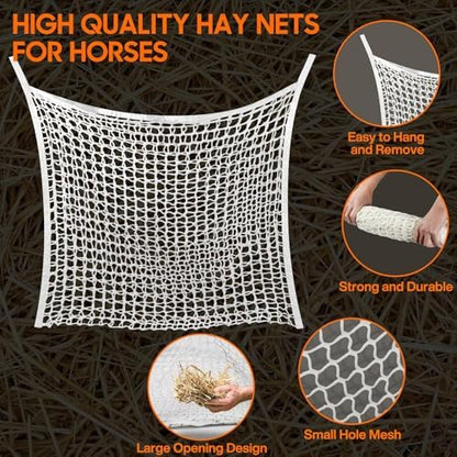Slow Feed Hay Net, 2 PCS Large Capacity Hay Bags for Horses, Easy-to-Hang