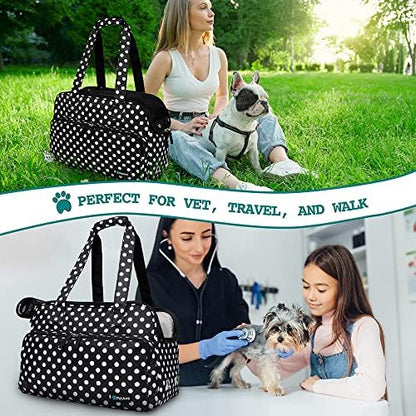 PetAmi Small Dog Purse Carrier, Airline Approved Soft Sided Tote, Polka Dot