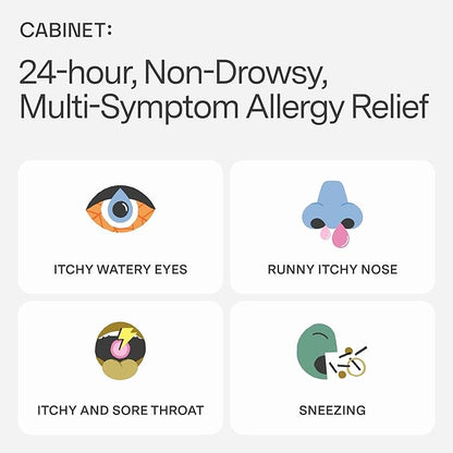 Cabinet: Cetirizine Hcl 10mg Allergy Relief Tablets | Non-Drowsy Antihistamine for 24-Hour Indoor & Outdoor (Aluminum - 300 Count)