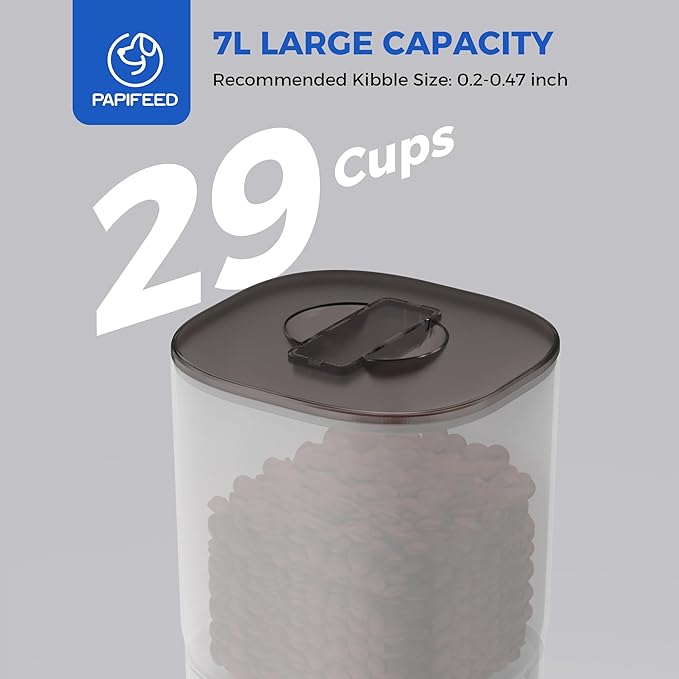 PAPIFEED Automatic Cat Feeder 2 Cats, 2.4G WiFi Cat Food Dispenser with App Control, 7L Slow Feed Timed Cat Feeders for Dry Food, 10 Meals/Day, 12 Portions/Meal, Dual Power Supply, White