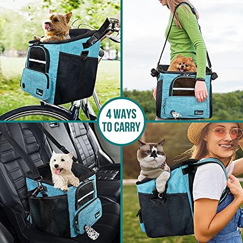 PetAmi Dog Bike Basket, Soft-Sided Ventilated Pet Carrier Backpack, Blue