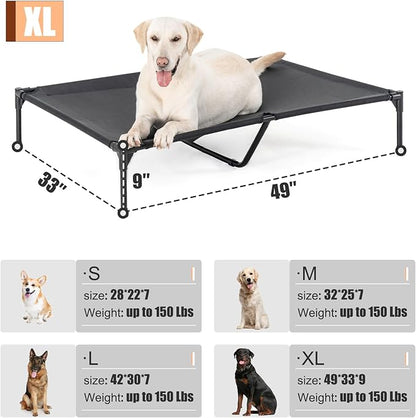 Garnpet XL Elevated Dog Bed for Large Dogs, Extra Raised Dog Cot Beds, Heavy Duty Pet Cots with Durable Supportive Teslin Recyclable Mesh, Indoor & Outdoor Pet Bed